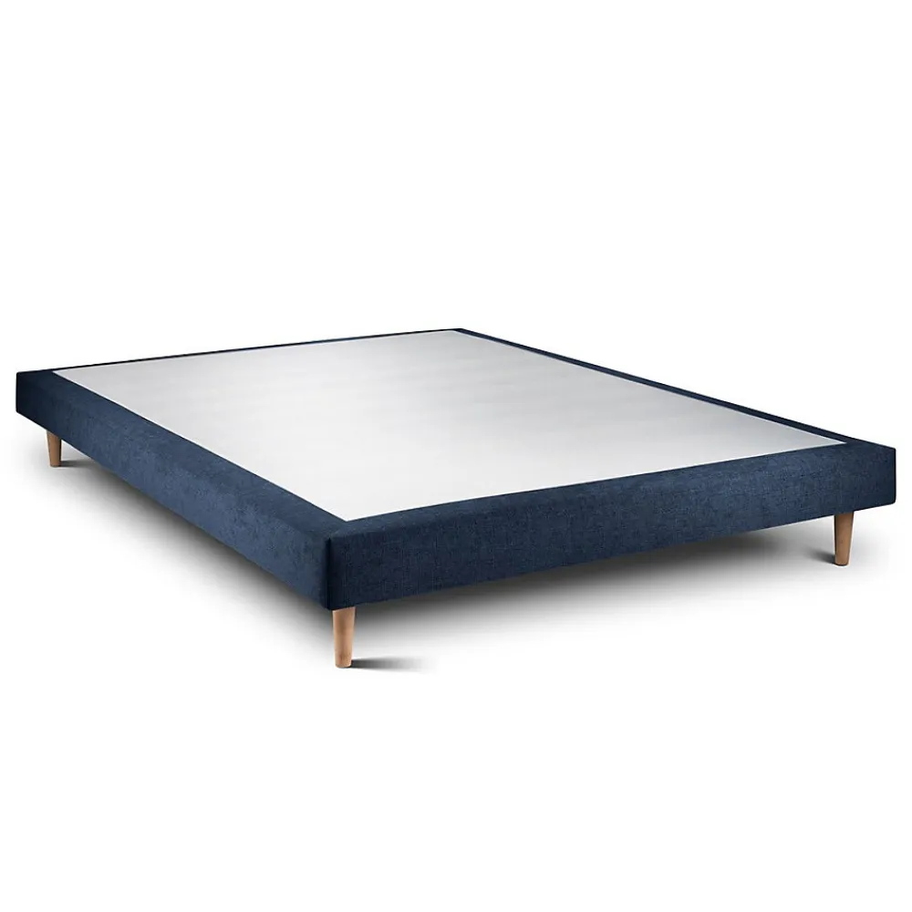 Lit avec tête de lit capitonnée tissu et sommier tapissier - Lit en bois massif>Sommeil De Plomb Clearance