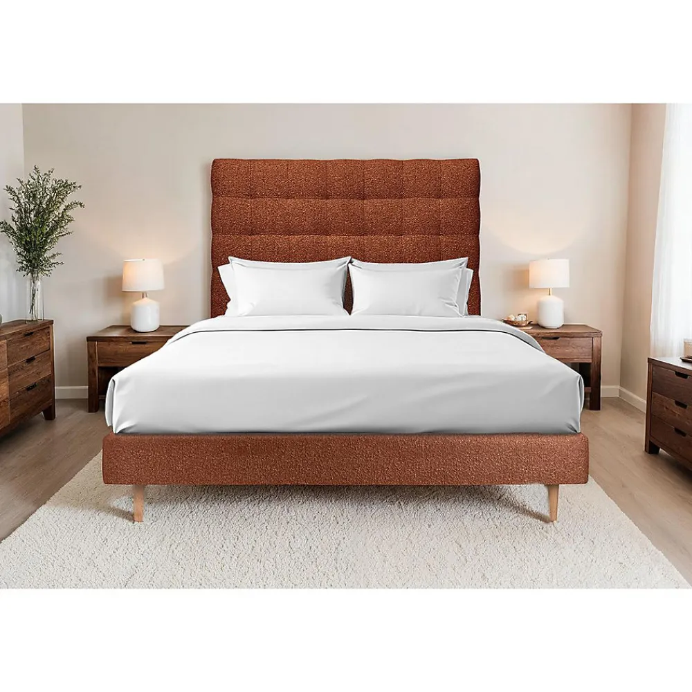 Sommeil De Plomb Lit avec tête de lit capitonnée et sommier tapissier - Lit en bois massif* Lit Simple