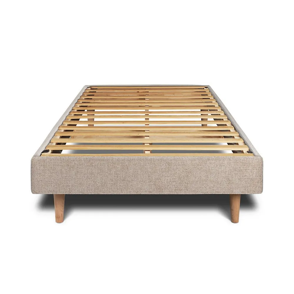 Lit avec tête de lit capitonnée tissu et sommier kit - Lit en bois massif>Sommeil De Plomb