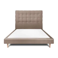 Sommeil De Plomb Lit avec tête de lit capitonnée velours et sommier - Lit en bois massif* Lit Simple