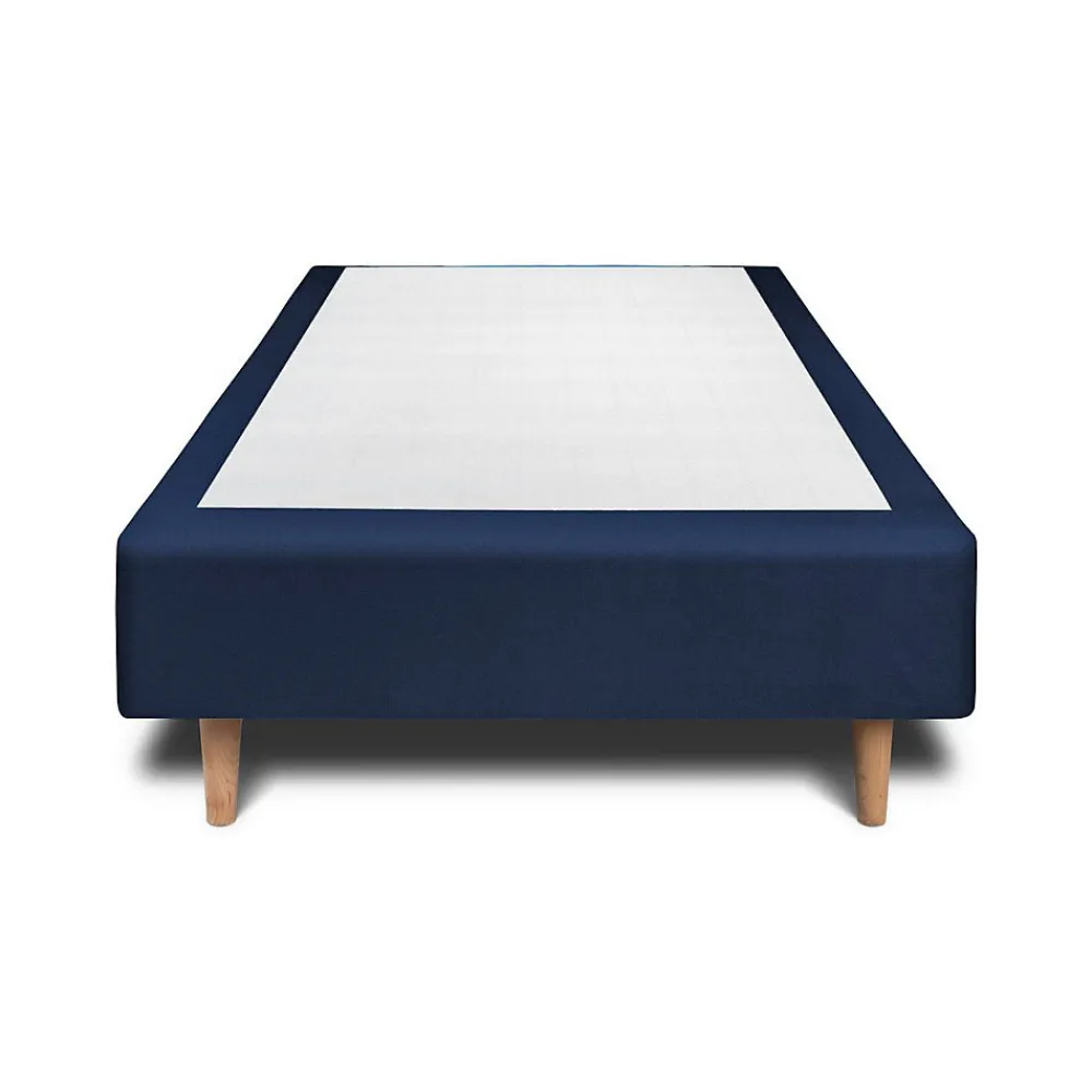 Lit avec tête de lit capitonnée velours et sommier - Lit en bois massif>Sommeil De Plomb Best