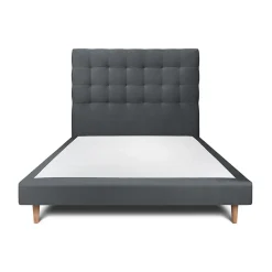 Sommeil De Plomb Lit avec tête de lit capitonnée velours et sommier - Lit en bois massif* Lit Simple