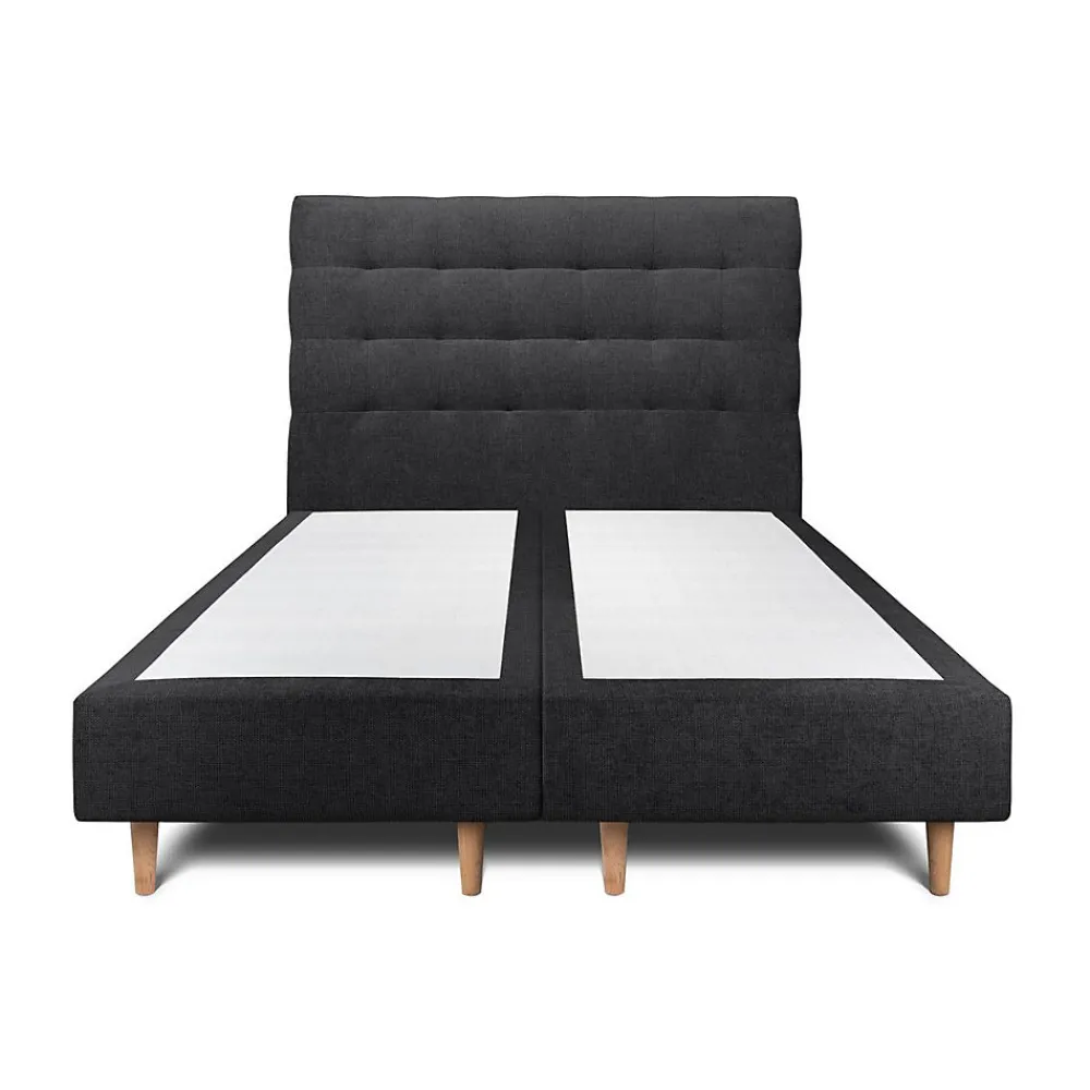 Lit avec tête de lit capitonnée tissu et sommier tapissier - Lit en bois massif>Sommeil De Plomb Clearance
