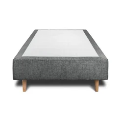 Lit avec tête de lit capitonnée tissu et sommier tapissier - Lit en bois massif><noscript><img width=