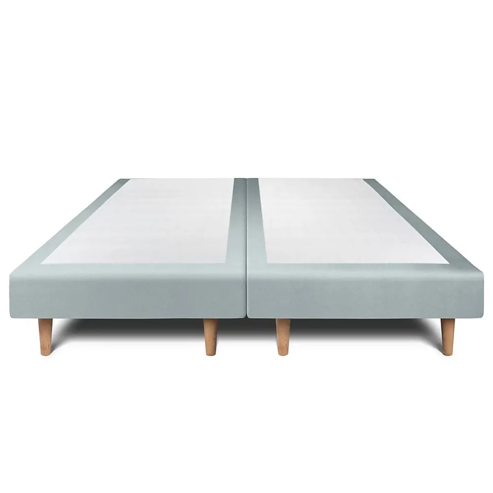 Sommeil De Plomb Lit avec tête de lit capitonnée velours et sommier - Lit en bois massif* Lit Double