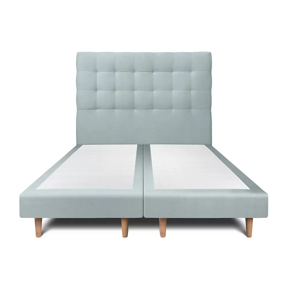 Sommeil De Plomb Lit avec tête de lit capitonnée velours et sommier - Lit en bois massif* Lit Double
