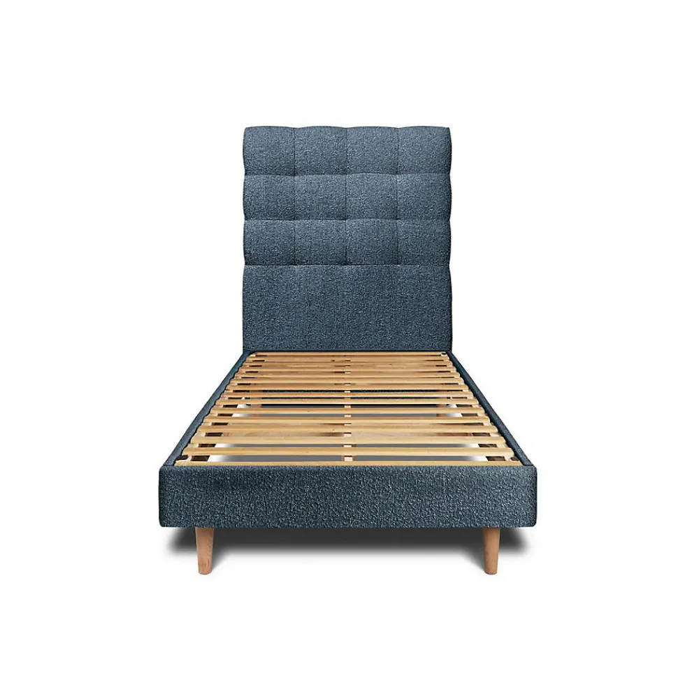 Sommeil De Plomb Lit avec tête de lit capitonnée et sommier kit - Lit en bois massif* Lit Simple