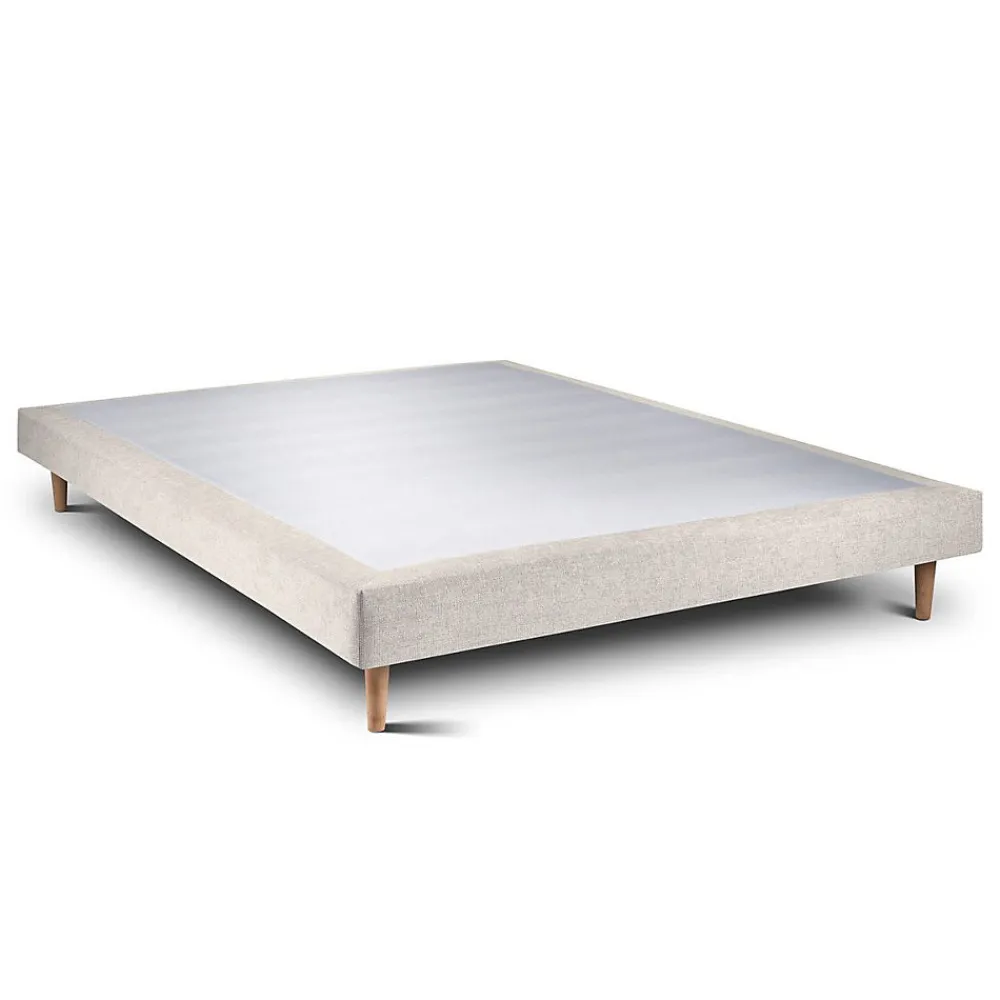 Lit avec tête de lit capitonnée tissu et sommier tapissier - Lit en bois massif>Sommeil De Plomb Outlet