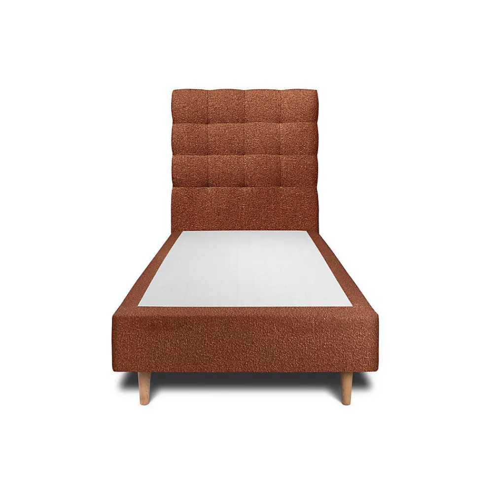 Sommeil De Plomb Lit avec tête de lit capitonnée et sommier tapissier - Lit en bois massif* Lit Simple
