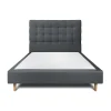 Lit avec tête de lit capitonnée velours et sommier - Lit en bois massif>Sommeil De Plomb Hot