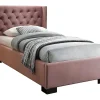 Lit avec tête de lit capitonnée - 90 x 200 cm - Velours rose - MASSIMO II>Vente-unique Hot