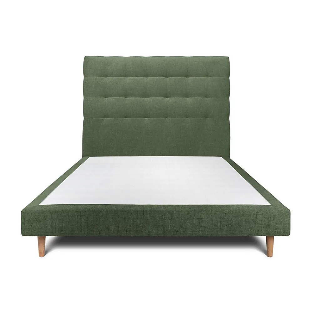 Lit avec tête de lit capitonnée tissu et sommier tapissier - Lit en bois massif>Sommeil De Plomb Best