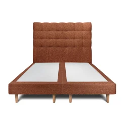 Lit avec tête de lit capitonnée et sommier tapissier - Lit en bois massif>Sommeil De Plomb Outlet