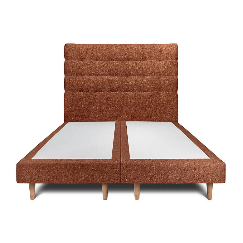 Lit avec tête de lit capitonnée et sommier tapissier - Lit en bois massif>Sommeil De Plomb Outlet