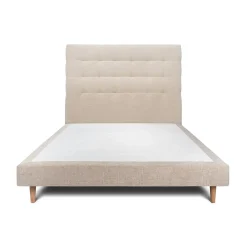 Sommeil De Plomb Lit avec tête de lit capitonnée tissu et sommier tapissier - Lit en bois massif* Lit Double