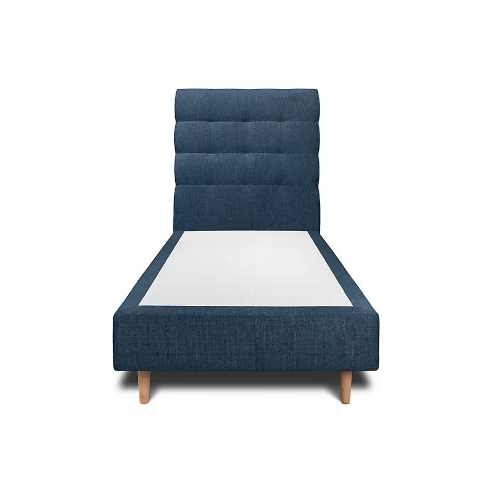 Lit avec tête de lit capitonnée tissu et sommier tapissier - Lit en bois massif>Sommeil De Plomb Hot