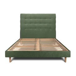 Sommeil De Plomb Lit avec tête de lit capitonnée tissu et sommier kit - Lit en bois massif* Lit Double