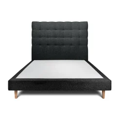Sommeil De Plomb Lit avec tête de lit capitonnée et sommier tapissier - Lit en bois massif* Lit Double