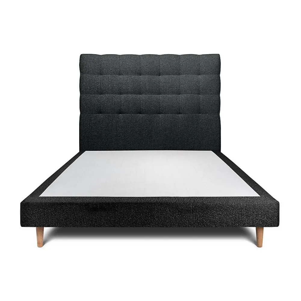 Sommeil De Plomb Lit avec tête de lit capitonnée et sommier tapissier - Lit en bois massif* Lit Double