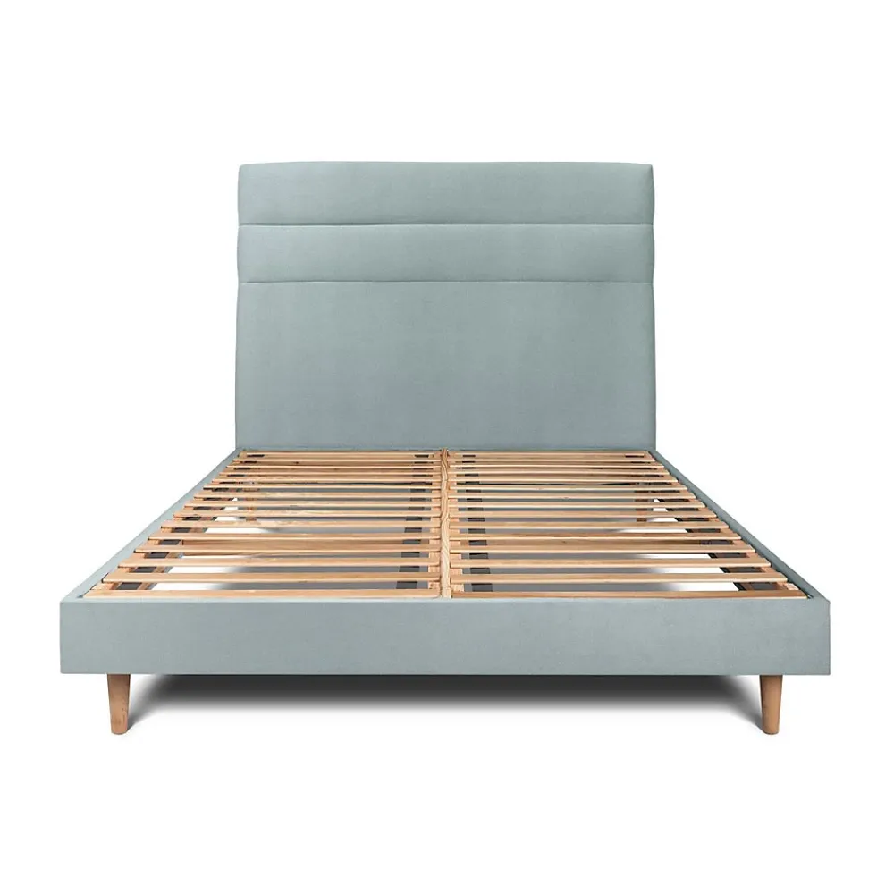 Sommeil De Plomb Lit avec tête de lit lignes velours et sommier kit - Lit en bois massif* Lit Simple