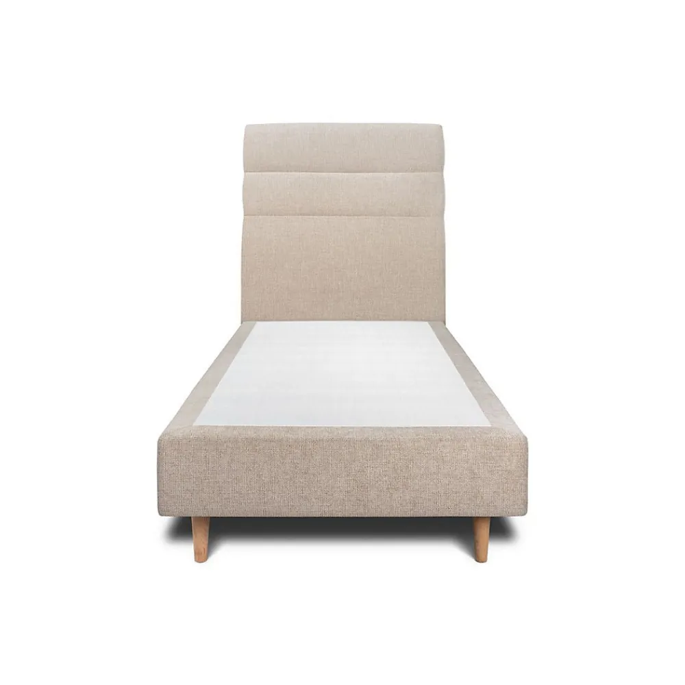 Lit avec tête de lit lignes tissu et sommier tapissier - Lit en bois massif>Sommeil De Plomb Hot