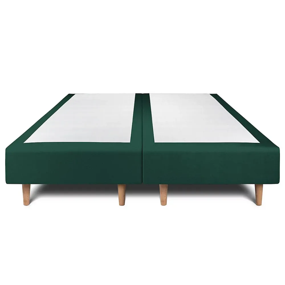 Sommeil De Plomb Lit avec tête de lit lignes velours et sommier tapissier - Lit en bois massif* Lit Double