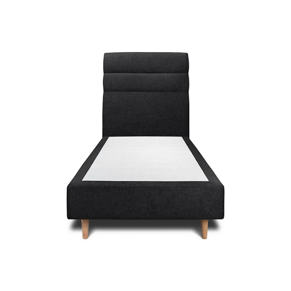 Lit avec tête de lit lignes tissu et sommier tapissier - Lit en bois massif>Sommeil De Plomb Outlet