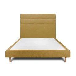 Lit avec tête de lit lignes tissu et sommier tapissier - Lit en bois massif>Sommeil De Plomb Best