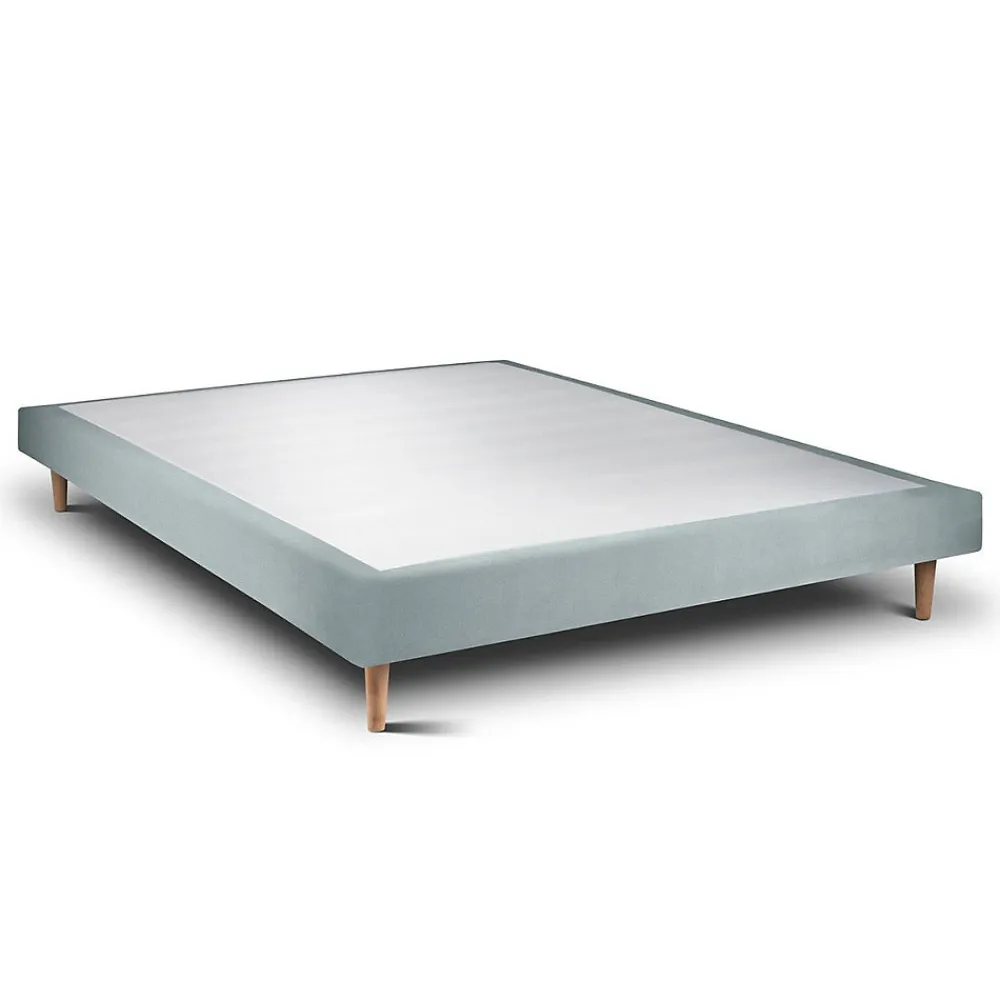 Lit avec tête de lit lignes velours et sommier tapissier - Lit en bois massif>Sommeil De Plomb Sale