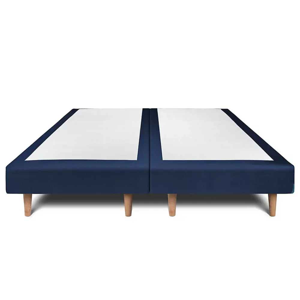 Sommeil De Plomb Lit avec tête de lit lignes velours et sommier tapissier - Lit en bois massif* Lit Double