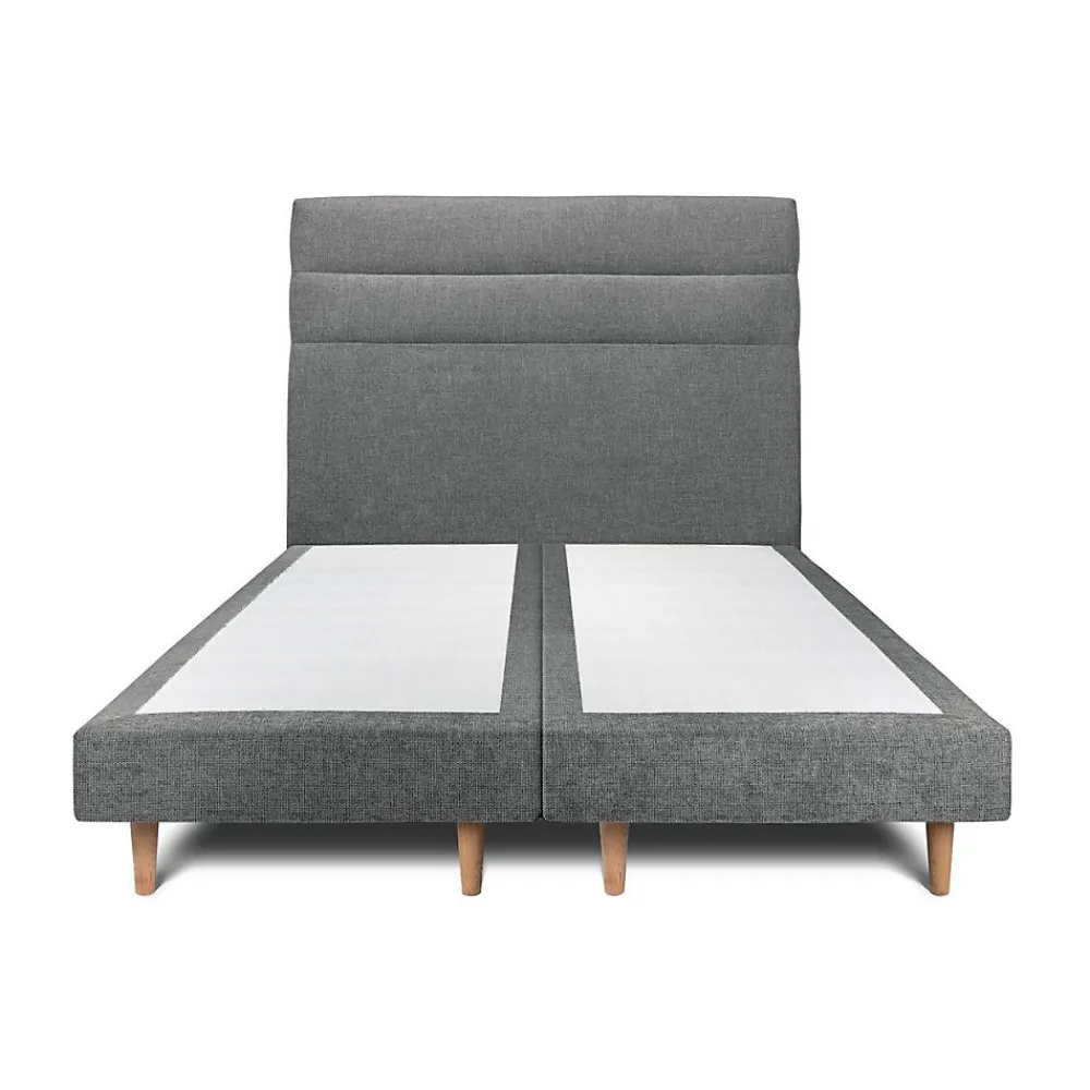 Lit avec tête de lit lignes tissu et sommier tapissier - Lit en bois massif>Sommeil De Plomb