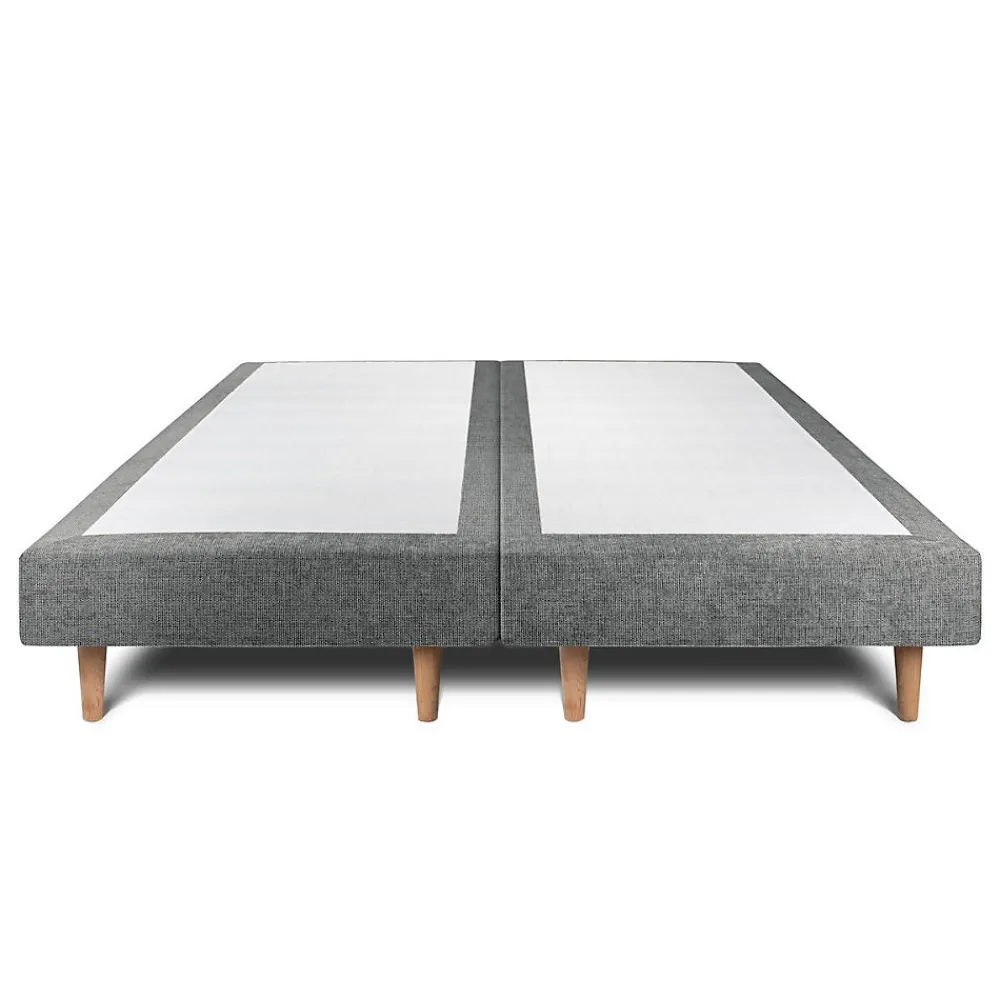 Lit avec tête de lit lignes tissu et sommier tapissier - Lit en bois massif>Sommeil De Plomb