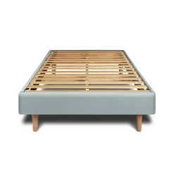 Sommeil De Plomb Lit avec tête de lit lignes velours et sommier kit - Lit en bois massif* Lit Simple