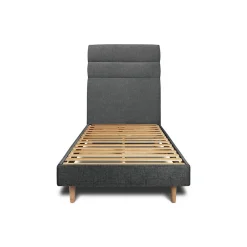Lit avec tête de lit lignes tissu et sommier kit - Lit en bois massif>Sommeil De Plomb Outlet