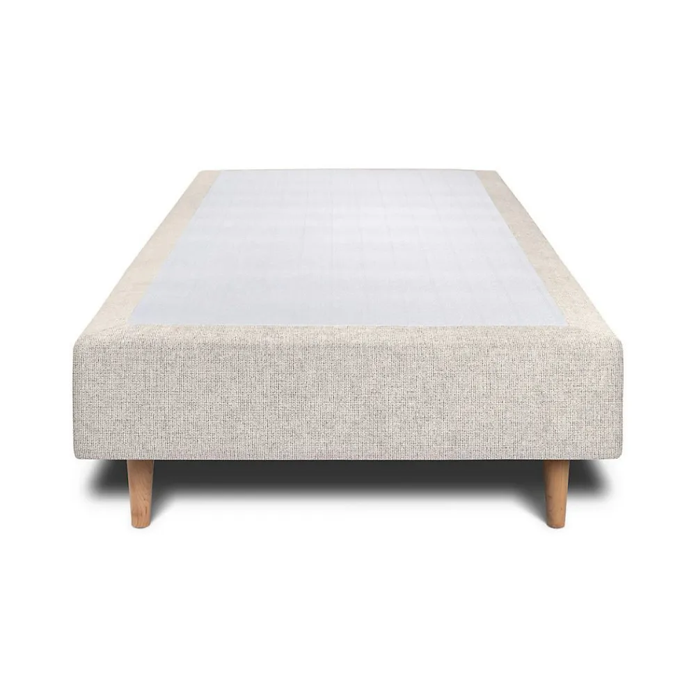 Lit avec tête de lit lignes tissu et sommier tapissier - Lit en bois massif>Sommeil De Plomb Outlet