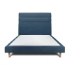 Lit avec tête de lit lignes tissu et sommier tapissier - Lit en bois massif>Sommeil De Plomb Outlet