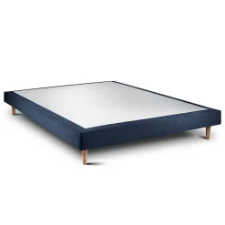 Lit avec tête de lit lignes tissu et sommier tapissier - Lit en bois massif><noscript><img width=
