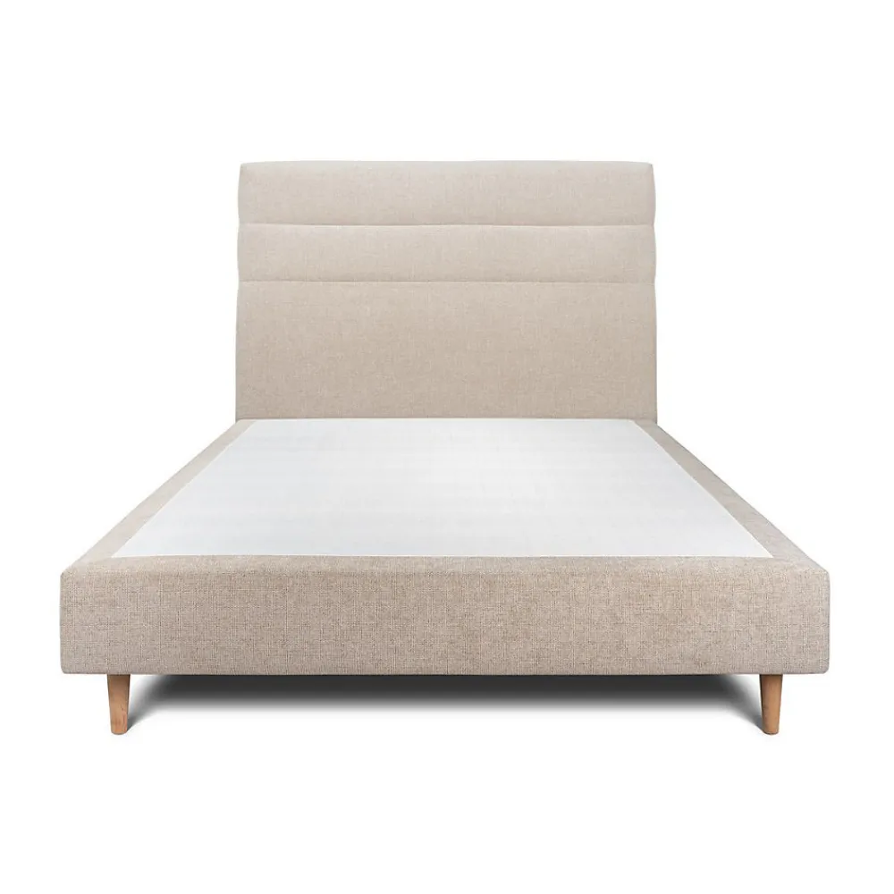 Lit avec tête de lit lignes tissu et sommier tapissier - Lit en bois massif>Sommeil De Plomb Discount