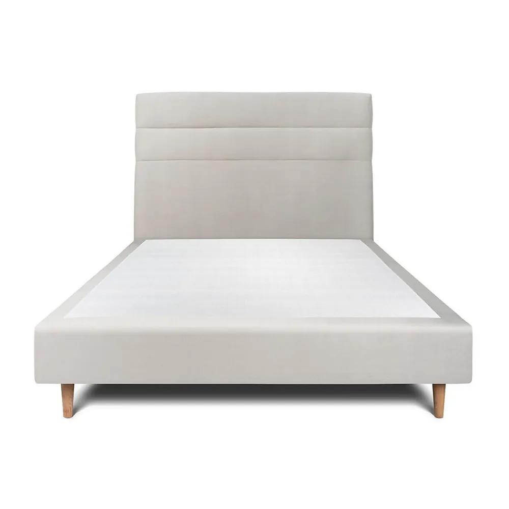 Lit avec tête de lit lignes velours et sommier tapissier - Lit en bois massif>Sommeil De Plomb Clearance