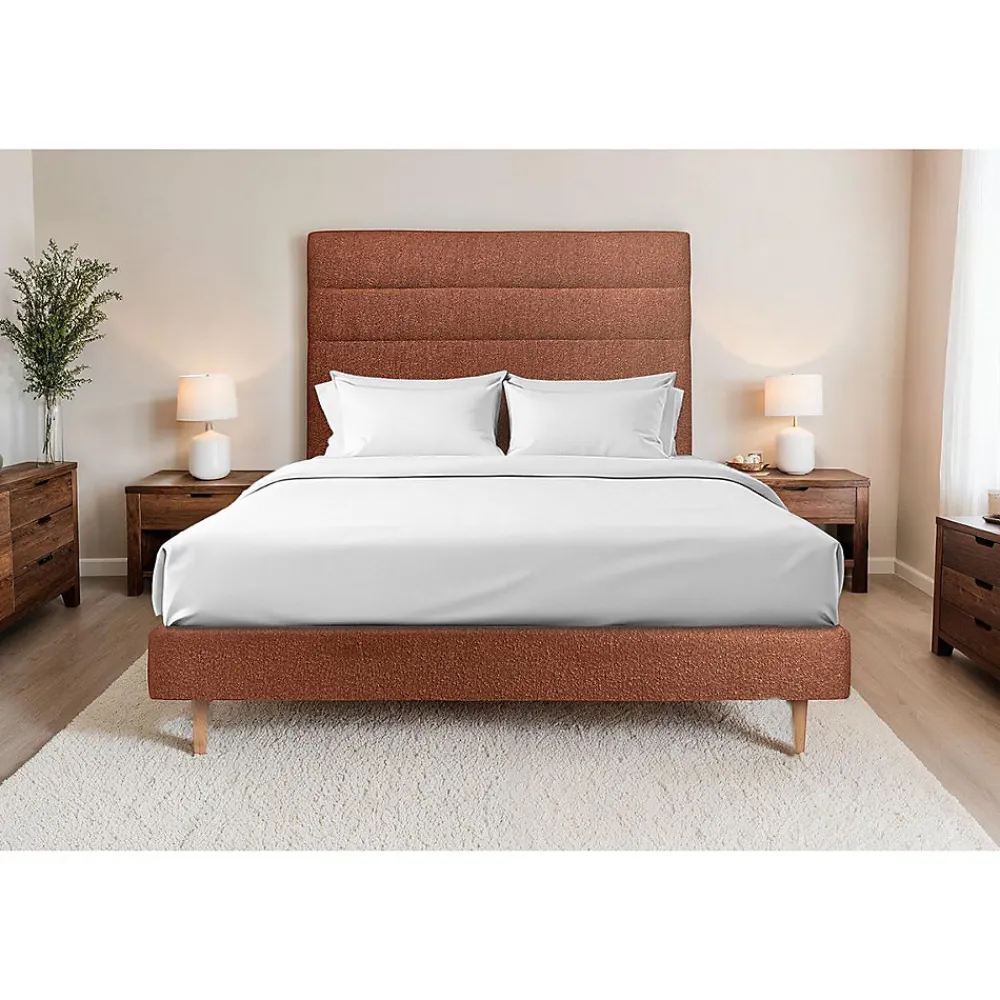 Lit avec tête de lit lignes bouclette et sommier tapissier - Lit en bois massif>Sommeil De Plomb Outlet