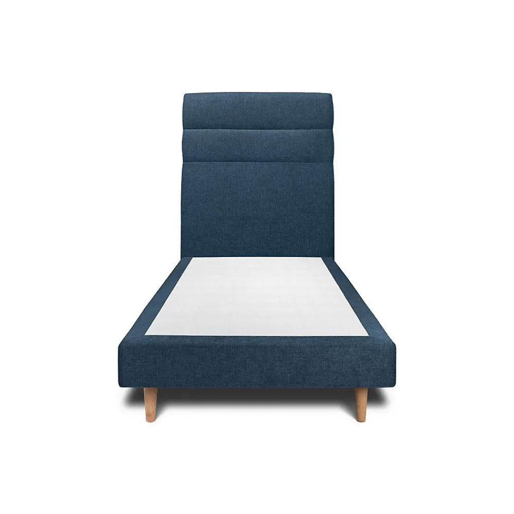 Lit avec tête de lit lignes tissu et sommier tapissier - Lit en bois massif>Sommeil De Plomb Online