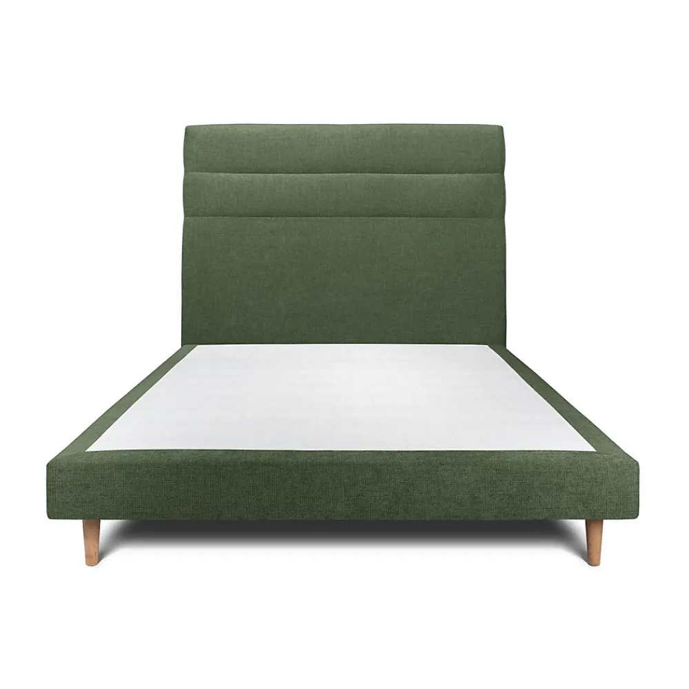 Sommeil De Plomb Lit avec tête de lit lignes tissu et sommier tapissier - Lit en bois massif* Lit Simple