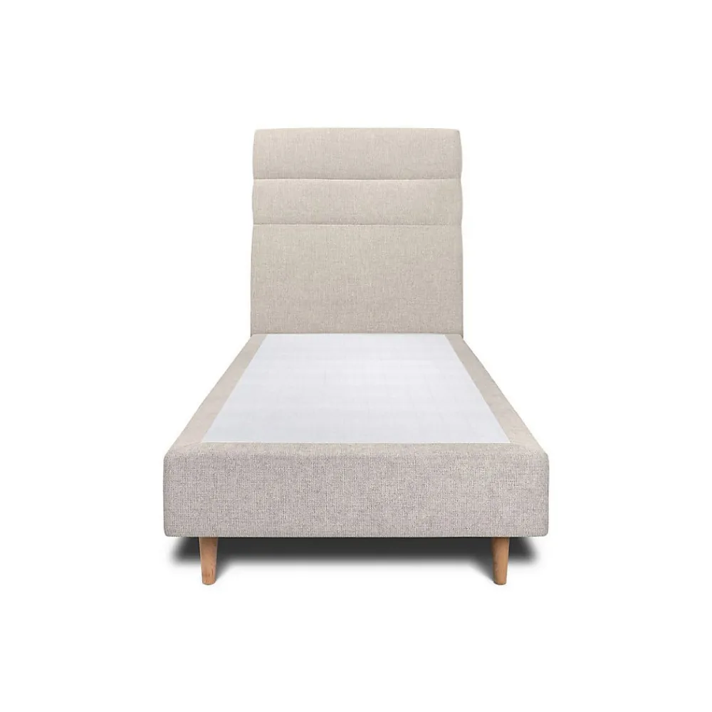 Sommeil De Plomb Lit avec tête de lit lignes tissu et sommier tapissier - Lit en bois massif* Lit Simple