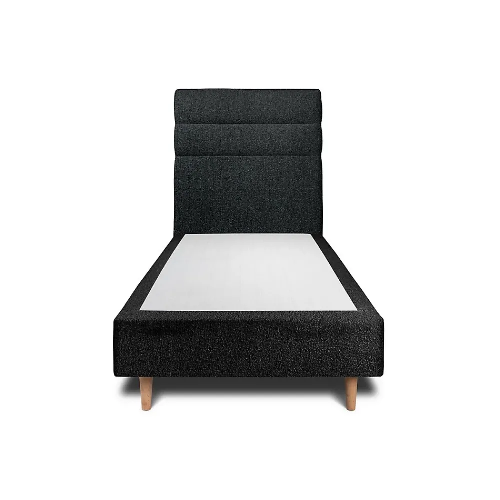 Sommeil De Plomb Lit avec tête de lit lignes bouclette et sommier tapissier - Lit en bois massif* Lit Simple