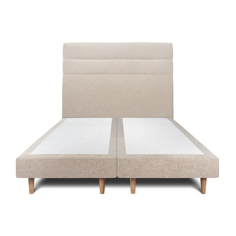 Lit avec tête de lit lignes tissu et sommier tapissier - Lit en bois massif>Sommeil De Plomb Hot