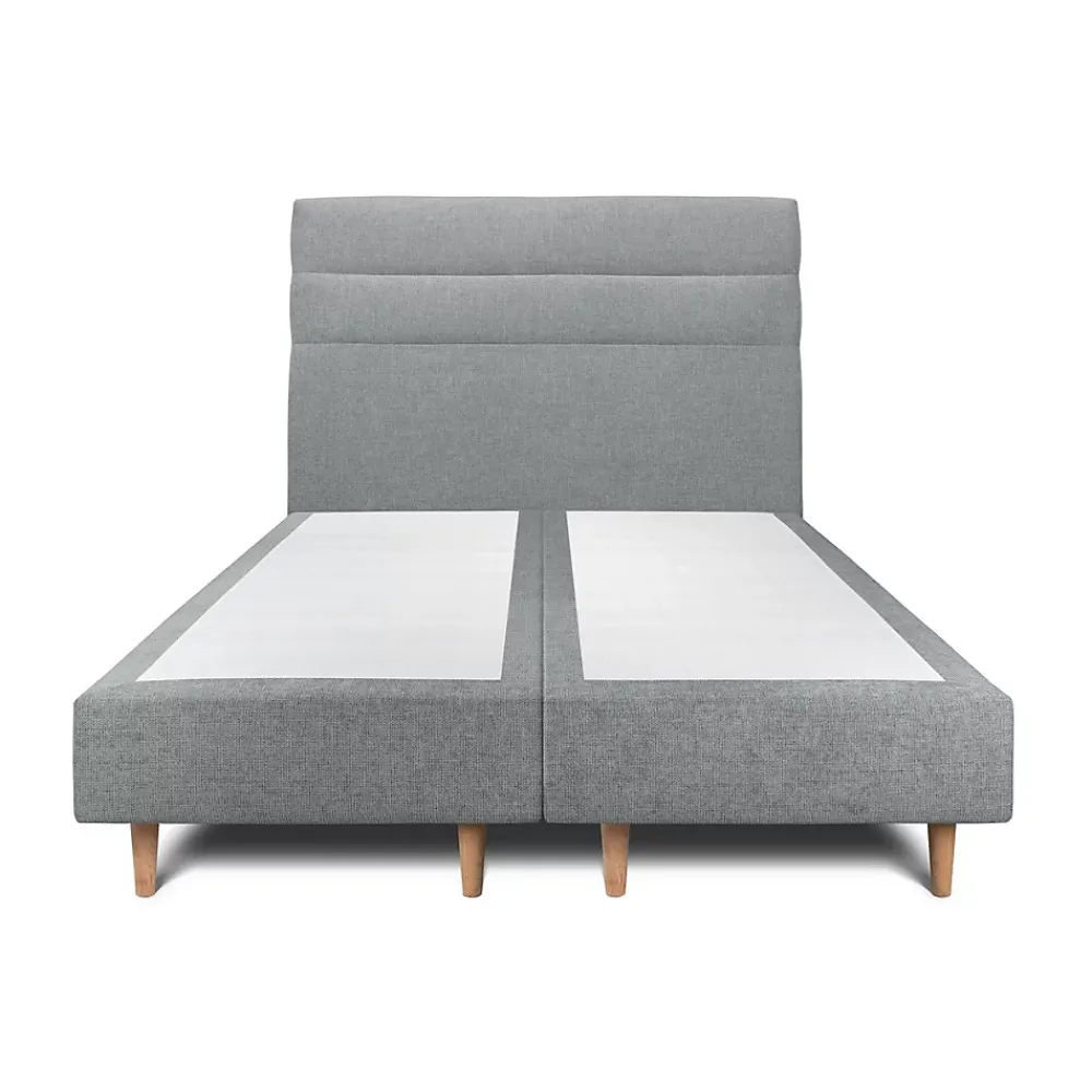 Sommeil De Plomb Lit avec tête de lit lignes tissu et sommier tapissier - Lit en bois massif* Lit Double
