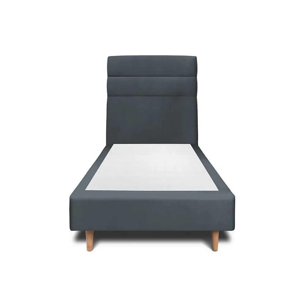 Lit avec tête de lit lignes velours et sommier tapissier - Lit en bois massif>Sommeil De Plomb Clearance