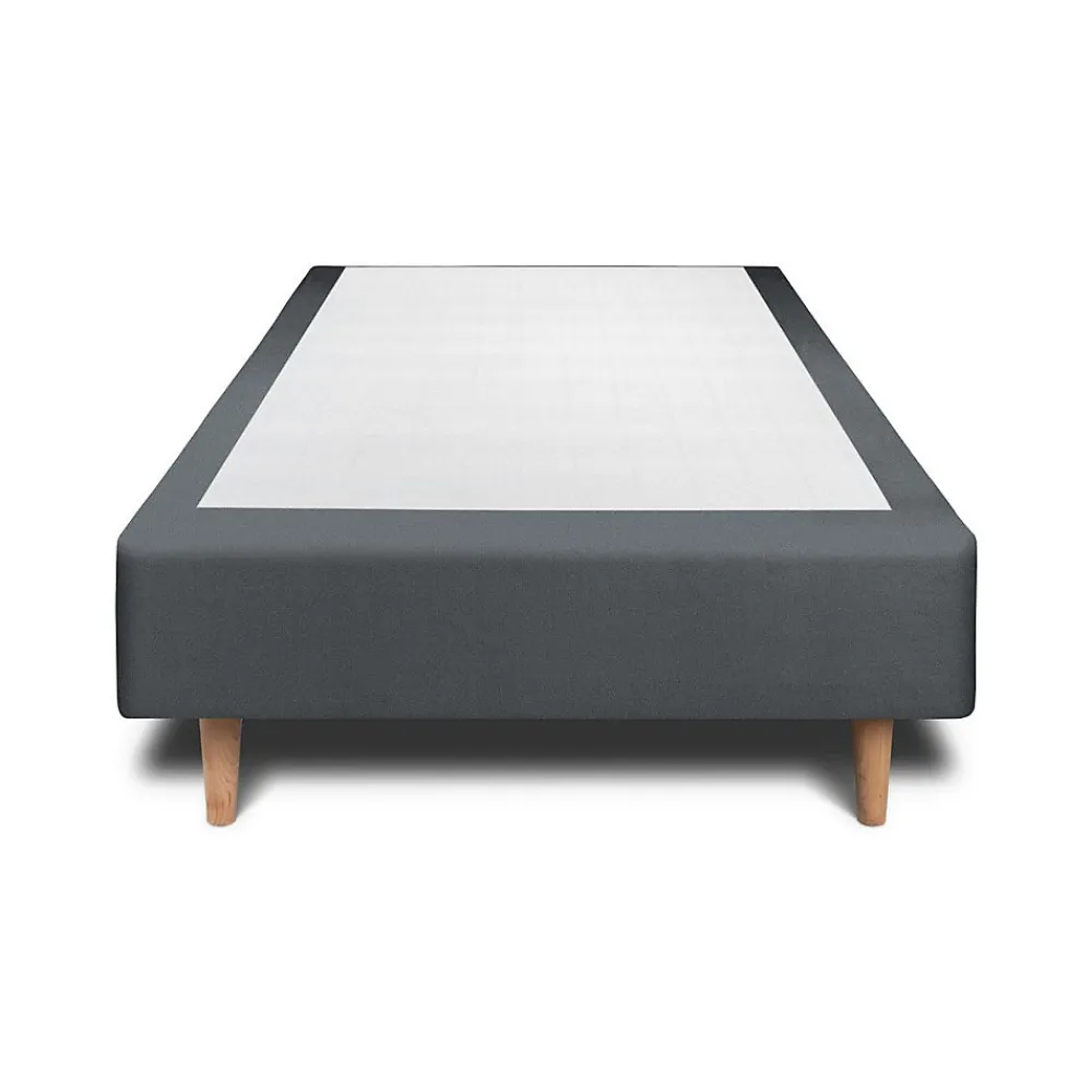Lit avec tête de lit lignes velours et sommier tapissier - Lit en bois massif>Sommeil De Plomb Clearance