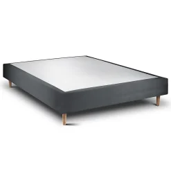 Sommeil De Plomb Lit avec tête de lit lignes velours et sommier tapissier - Lit en bois massif* Lit Double