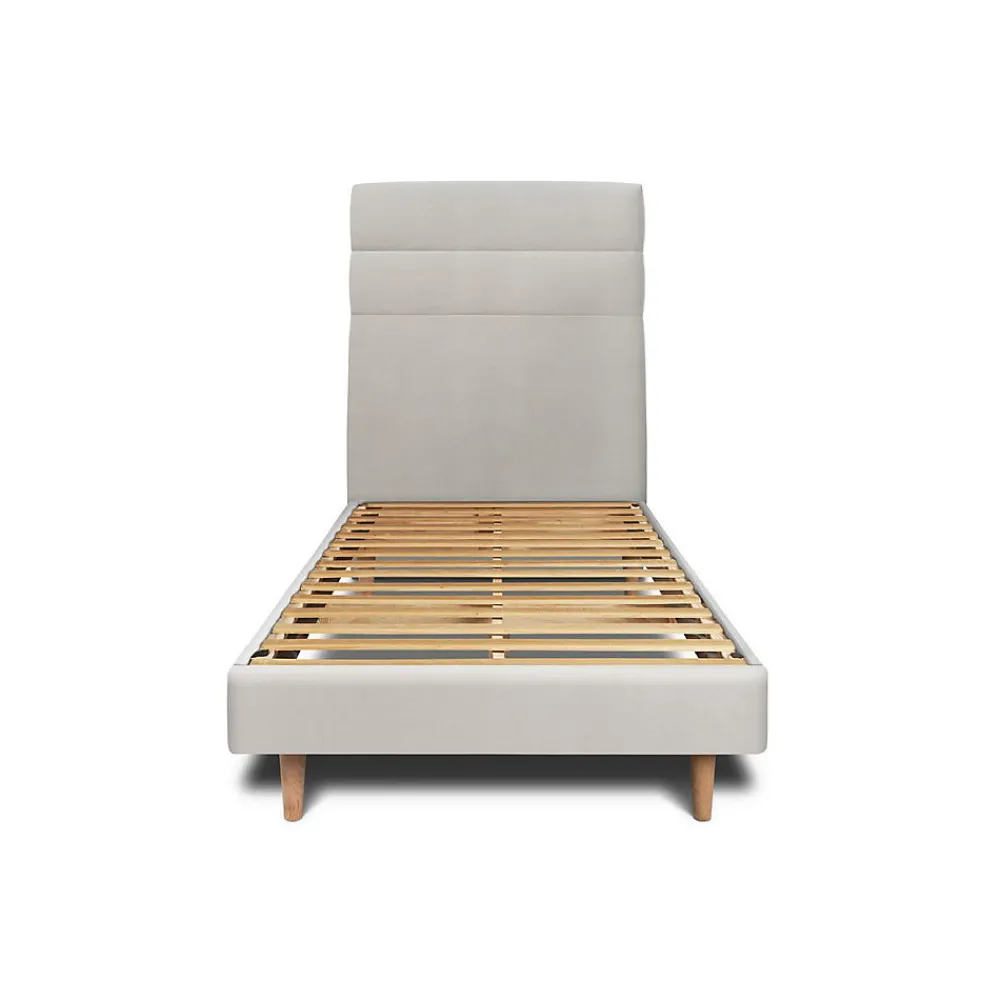 Lit avec tête de lit lignes velours et sommier kit - Lit en bois massif>Sommeil De Plomb Best